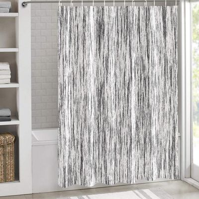 ZFUNCING Shower Curtain for Bathroom Abstract White Gray Vertical Stripe Waterproof Bath Curtains Grommet Shower Curtains with Hooks for Bathtubs Toilet Decor 36x72in Imitated Tree Skin Texture