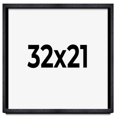 32x21 Shadow Box Frame Black | 1 Inches Deep Real Wood Farmhouse Shadowbox Display Frame | UV Resistant Acrylic Front, Acid Free Backing, and Hanging Hardware | Bowen Picture Frame Style