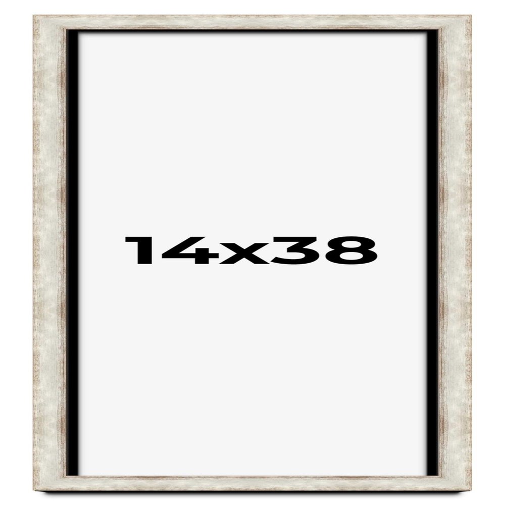 14x38 Shadow Box Frame Silver | 1.625 Inches Deep Real Wood Contemporary Shadowbox Display Frame | UV Resistant Acrylic Front, Acid Free Backing, and Hanging Hardware | Kellan Picture Frame Style