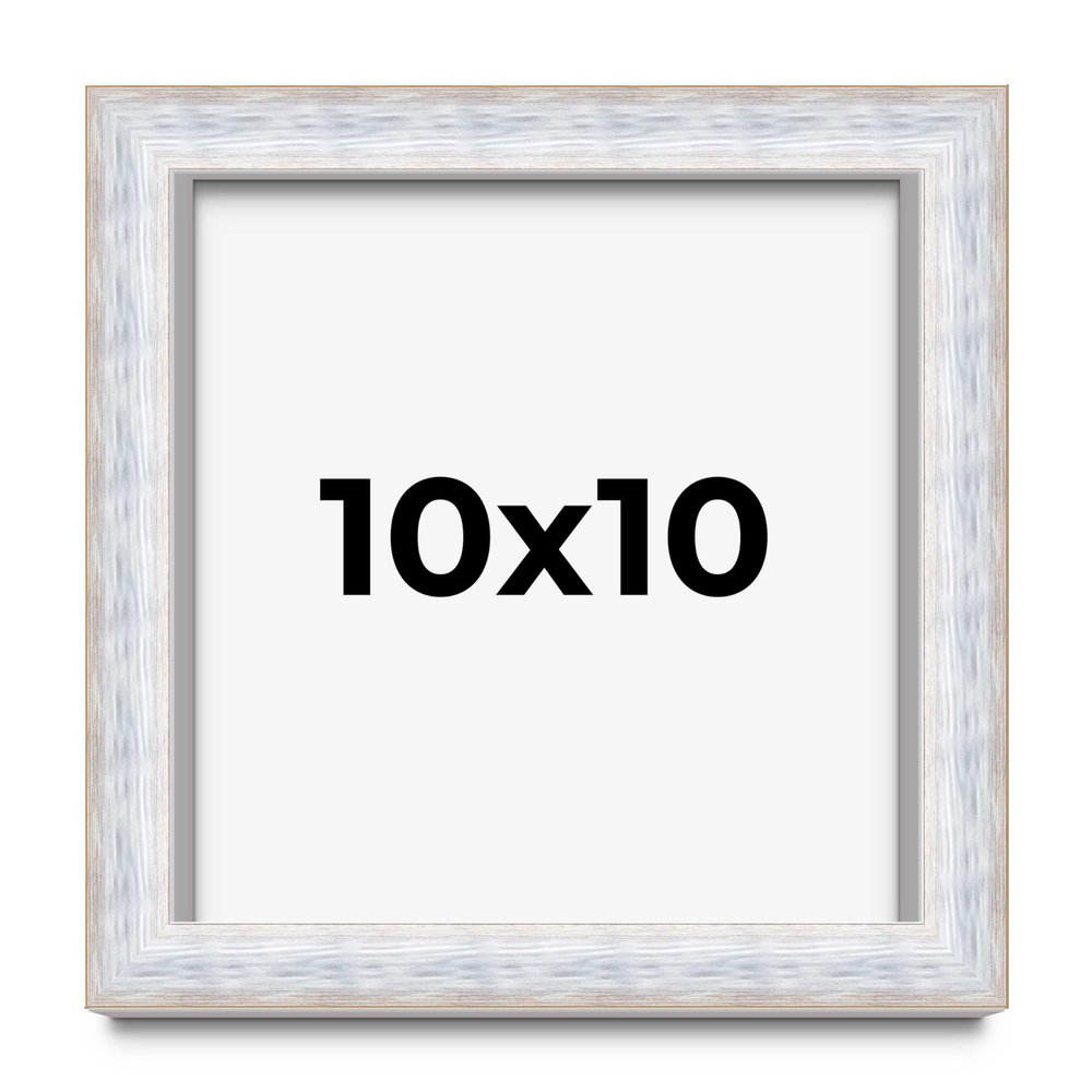 10x10 Shadow Box Frame Silver | 1.625 Inches Deep Real Wood Contemporary Shadowbox Display Frame | UV Resistant Acrylic Front, Acid Free Backing, and Hanging Hardware | Zola Picture Frame Style