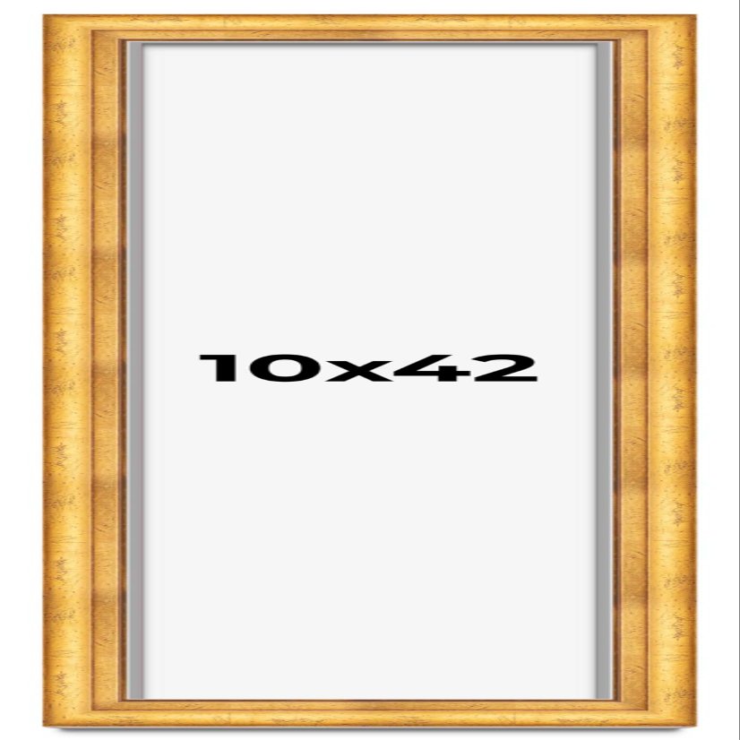 10x42 Shadow Box Frame Gold | 1.75 Inches Deep Real Wood Traditional Shadowbox Display Frame | UV Resistant Acrylic Front, Acid Free Backing, and Hanging Hardware | Cheyenne Picture Frame Style