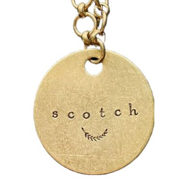 Olive Branch Liquor Decanter Label - Hand Stamped Brass Spirits Bottle Tags - Made in USA - Choose ONE or the Whole Set: Whiskey, Bourbon, Scotch, Gin, Rum, Tequila, Vodka, Brandy (Scotch)