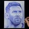Lionel Messi soccer star made entirely with a ballpen (Medium, Blue) view 2