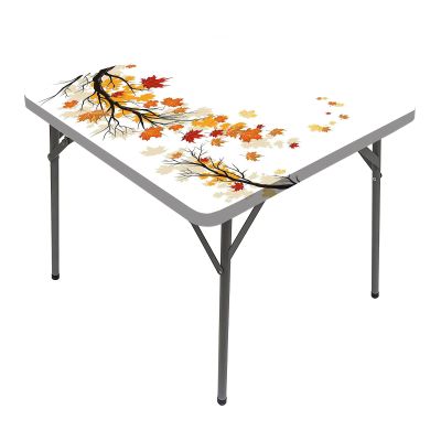 Fall Table Cover Square, Swirling Bended Fall Tree Branches with Colored Home Decorative Tablecloths, Fits 48x48 inch table, Great for Home Kitchen/Parties/Holiday Dinner, Marigold Dark Orange