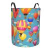 Hot Air Colorful Balloons Print Circular Protable Storage Bin,Basket For Laundry Hamper With Handles Bedroom Clothes view 2