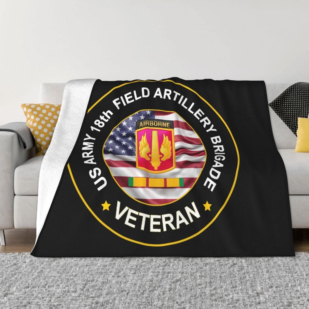 US 18th Field Brigade Vietnam Service Combat Veteran Cozy Up with Our Ultra-Soft Fleece Blanket - Perfect for Home and Travel 60"x50"