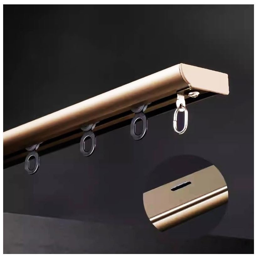 SRNSAEB 1 2 3 4 5 6 7 8 9 10 11 12 M Straight Ceiling Curtain Track System, Privacy Hospital Window RV Classroom Dressing Room Rustproof Curtain Railing (Color : Gold, Size : 2.5m/8.2ft)
