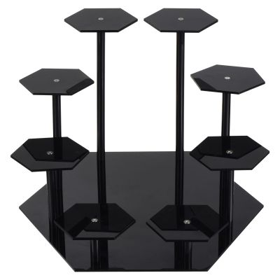 uxcell Acrylic Display Stand for Figures, 8-Tier Acrylic Display Risers for Display Risers for Cupcake Dessert, Perfume Organizers and Storage Organization for Collections Black