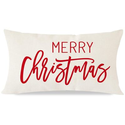 PANDICORN Merry Christmas Pillow Covers 12x20 Inch Farmhouse Christmas Decorations Xmas Winter Holiday Lumbar Throw Pillows Cases for Home Sofa Couch Living Room Decor