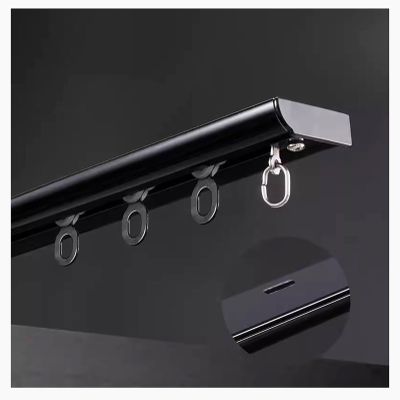 4 8 12 16 20 24 28 32 36 40 Ft Aluminum Alloy Curtain Track Rail, Sliding Ceiling Mount Room Divider Curtain Tracks And Fittings For RV Shower Hotel Privacy ( Color : Black , Size : 38ft/1158cm )