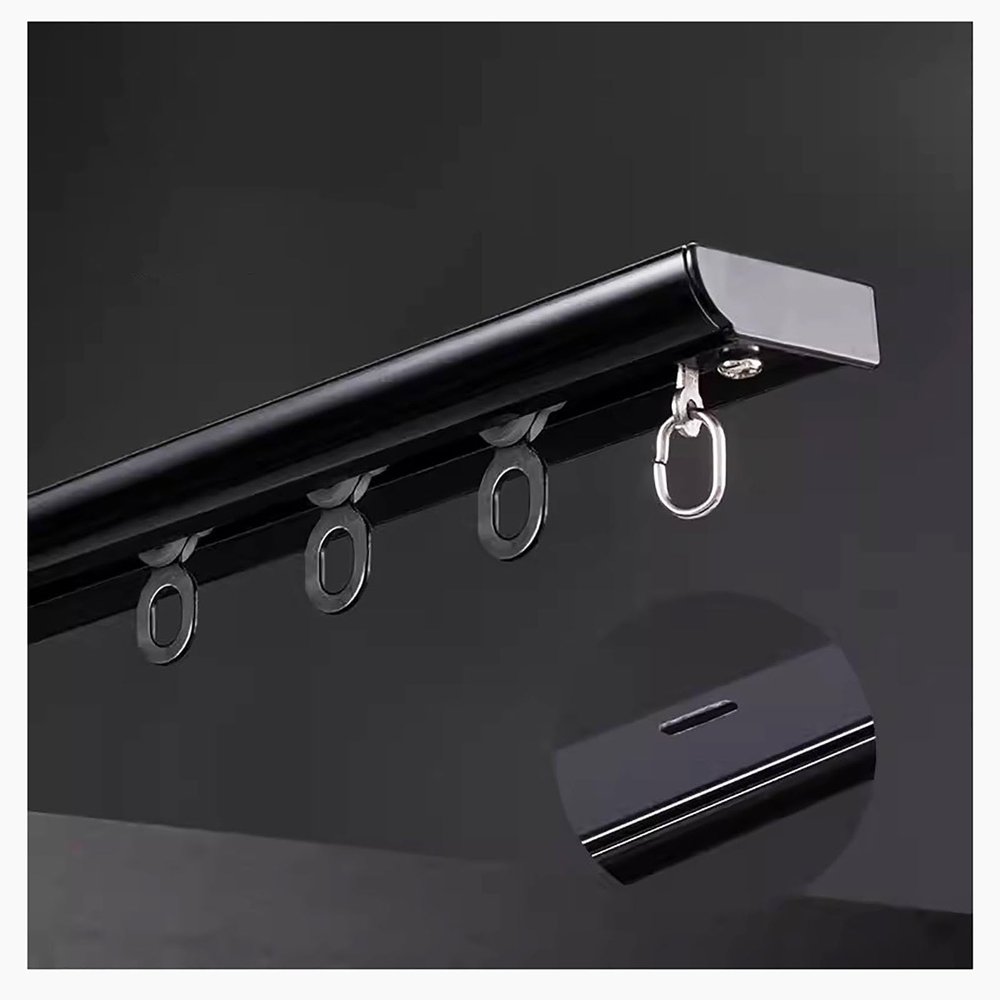 4 8 12 16 20 24 28 32 36 40 Ft Aluminum Alloy Curtain Track Rail, Sliding Ceiling Mount Room Divider Curtain Tracks And Fittings For RV Shower Hotel Privacy ( Color : Black , Size : 38ft/1158cm )
