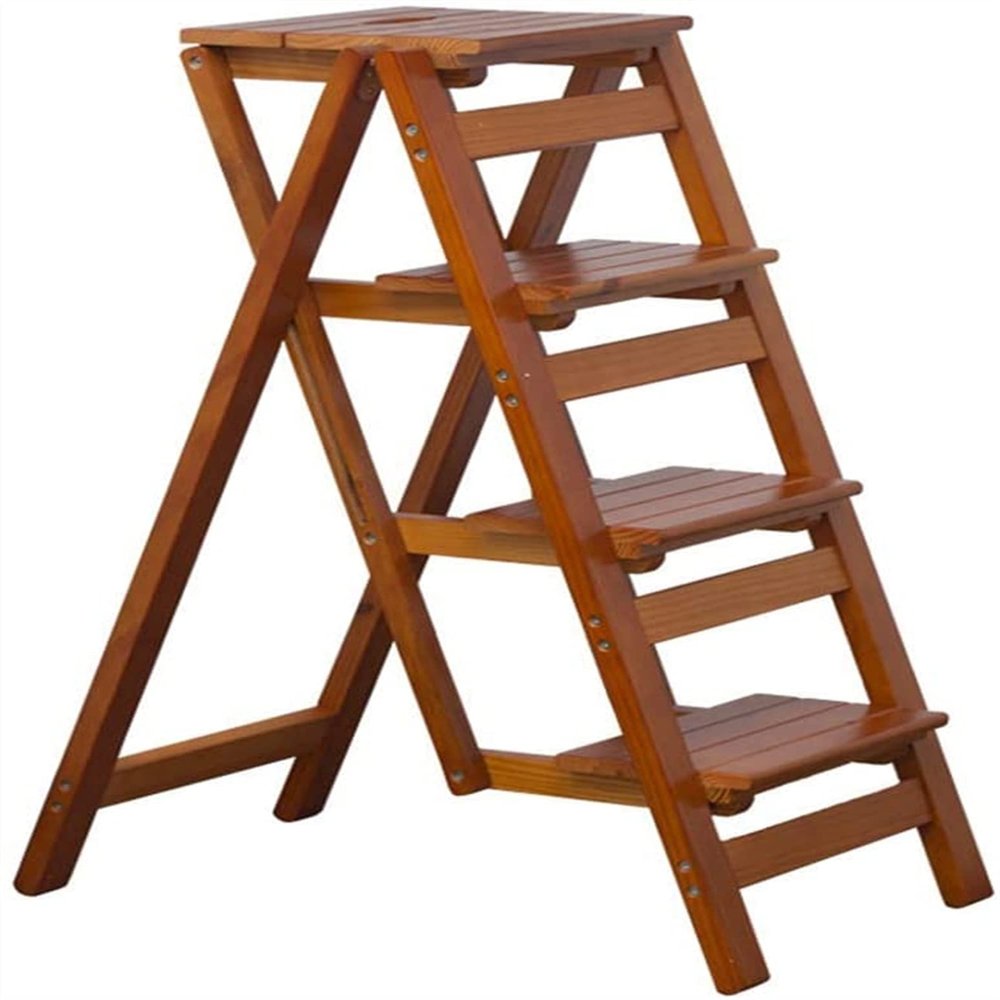 WIOSEN Step Stools,Wooden Folding Ladders Chair, Home Non-Slip Step Stools Steps Stairway Ladders Chairs, for Library/Kitchen/Office Steps Chair (Color : #9)