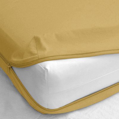 3 PC Zipper Fitted Sheet California King Zipper Fitted Sheet 8" Inch Deep Pocket - 750 TC 100% Egyptian Cotton Sateen Weave Zipper Mattress Cover Yellow Color