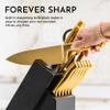 Black and Gold Knife Set with Block Self-Sharpening & Kitchen Utensils 32-Piece  Luxe Black and Gold Kitchen Accessories with Stainless Steel Holder view 3