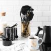 Black and Gold Knife Set with Block Self-Sharpening & Kitchen Utensils 32-Piece  Luxe Black and Gold Kitchen Accessories with Stainless Steel Holder view 4