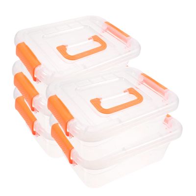 TEHAUX Plastic Carrying Case Handle 5 Pcs Small Storage Boxes Toy Organizer for Boys and Girls Office Supply Box Display Storage Box