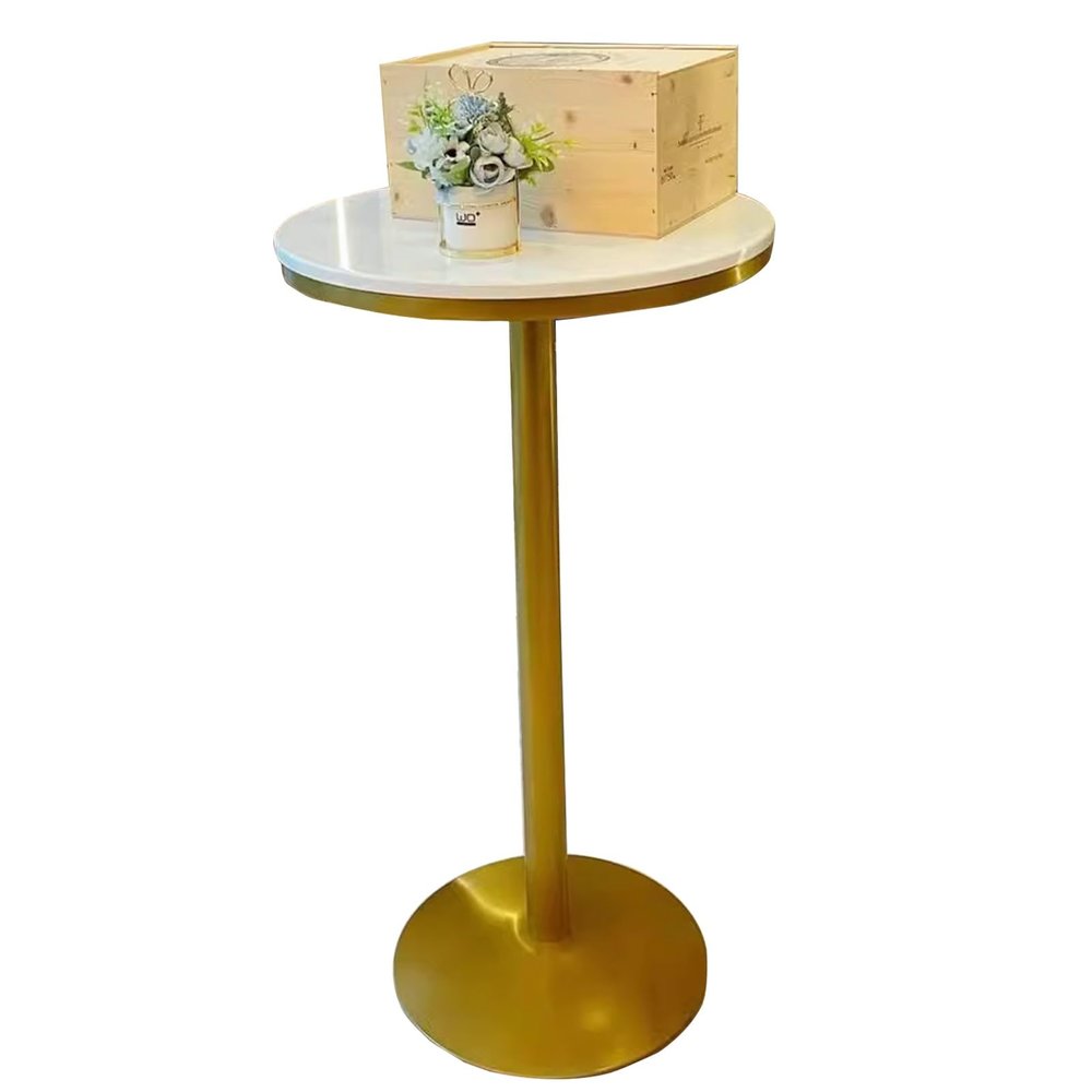 Marble Top Round Bar Table, Modern Side Table with Golden Stable Base Bistro Table, Sturdy Easy to Assemble for Restaurant Cafe Tall Tables (Size : 55x75cm)
