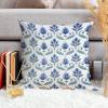ArogGeld Blue Indigo Lotus Flower Cushion Covers Botanical Floral Blue Lotus Square Pillow Cover Japanese Chinoiserie Throw Pillowcase for Sofa Couch Car Chair 16x16in White Linen view 4