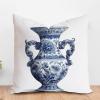 ArogGeld Blue Chinoiserie Vase Throw Pillow Cover Blue and White Porcelain Oriental Garden Decorative Cushion Cover Chinoiserie Chic Farmhouse Check Pillow for Sofa Couch Car Chair 16x16in view 1