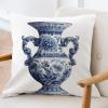 ArogGeld Blue Chinoiserie Vase Throw Pillow Cover Blue and White Porcelain Oriental Garden Decorative Cushion Cover Chinoiserie Chic Farmhouse Check Pillow for Sofa Couch Car Chair 16x16in view 3