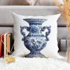 ArogGeld Blue Chinoiserie Vase Throw Pillow Cover Blue and White Porcelain Oriental Garden Decorative Cushion Cover Chinoiserie Chic Farmhouse Check Pillow for Sofa Couch Car Chair 16x16in view 4