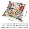 ArogGeld Bird in Peony Tree Coral Cushion Cover Red Peony Flower Animal Bird Square Throw Pillows Traditional Chinese Chinoiserie Accent Pillow for Bedroom Sofa Couch 26x26in White Linen view 2