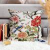 ArogGeld Bird in Peony Tree Coral Cushion Cover Red Peony Flower Animal Bird Square Throw Pillows Traditional Chinese Chinoiserie Accent Pillow for Bedroom Sofa Couch 26x26in White Linen view 4