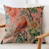ArogGeld Asian Style Chinoiserie Sofa Cushion Cover Blush Pink Chinoiserie Flower Bird Throw Pillows Peacock Animal Asian Garden Floral Throw Pillow Case Farmhouse Decor 24x24in White Flax view 3