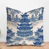 ArogGeld Chinoiserie Asian Blue Pagoda Farmhouse Cushion Cover Oriental Ancient China Garden Home Decor Cushion Covers Chinoiserie Chic Asian Double Side Pillow Cover Case 24x24in White Linen view 1
