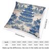 ArogGeld Chinoiserie Asian Blue Pagoda Farmhouse Cushion Cover Oriental Ancient China Garden Home Decor Cushion Covers Chinoiserie Chic Asian Double Side Pillow Cover Case 24x24in White Linen view 2