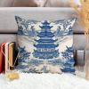 ArogGeld Chinoiserie Asian Blue Pagoda Farmhouse Cushion Cover Oriental Ancient China Garden Home Decor Cushion Covers Chinoiserie Chic Asian Double Side Pillow Cover Case 24x24in White Linen view 4