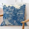 ArogGeld Chinoiserie Asian Aqua Blue Pagoda Throw Pillow Cushion Oriental Ancient China Garden Square Throw Pillow Covers Oriental Chinoiserie Throw Pillowcase for Living Room 24x24in Linen view 3