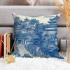 ArogGeld Chinoiserie Asian Aqua Blue Pagoda Throw Pillow Cushion Oriental Ancient China Garden Square Throw Pillow Covers Oriental Chinoiserie Throw Pillowcase for Living Room 24x24in Linen view 4