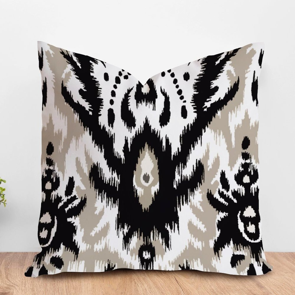 ArogGeld Black Brown Ikat Kilim Turkish Farmhouse Cushion Covers Boho Black Ikat Chinoiserie Style Home Decor Cushion Cover Oriental Chinoiserie Pillow Cover Case 20x20in White Linen