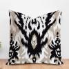 ArogGeld Black Brown Ikat Kilim Turkish Farmhouse Cushion Covers Boho Black Ikat Chinoiserie Style Home Decor Cushion Cover Oriental Chinoiserie Pillow Cover Case 20x20in White Linen view 1