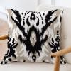 ArogGeld Black Brown Ikat Kilim Turkish Farmhouse Cushion Covers Boho Black Ikat Chinoiserie Style Home Decor Cushion Cover Oriental Chinoiserie Pillow Cover Case 20x20in White Linen view 3