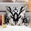 ArogGeld Black Brown Ikat Kilim Turkish Farmhouse Cushion Covers Boho Black Ikat Chinoiserie Style Home Decor Cushion Cover Oriental Chinoiserie Pillow Cover Case 20x20in White Linen view 4