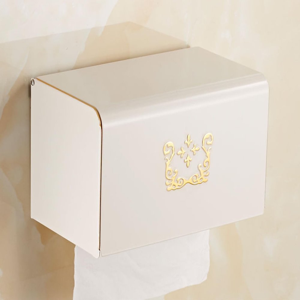 Tissue Box, Toilet Bathroom White roll Paper Holder, Waterproof Toilet Paper Box, Platinum Square Long Tissue Box