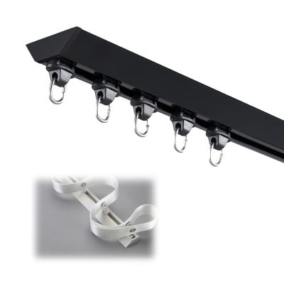 Curtain Rail with Mute Rollers, Straight Ceiling Curtain Track, Heavy Duty Aluminum Curtain Track System, Curtain Poles, Manual Curtain Rods, Bed Curtains Room Divider (Color : Black, Size : 5m)
