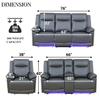 Caberryne Power Recliner Sofa Set with LED Lights,Leather Living Room Furniture Set with USB Port/Cup Holders,Reclining Sofa Set for House/Home Theater(Sofa&Chair 2 Pieces) view 2