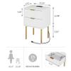 AEPOALUA Nightstand with Charging Station,Morden Bedside Table with Gold Frame,Small White Night Stand,End Table,Bedside Furniture,Side Table with Drawer and Shelf for Bedroom,Living Room view 2