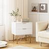AEPOALUA Nightstand with Charging Station,Morden Bedside Table with Gold Frame,Small White Night Stand,End Table,Bedside Furniture,Side Table with Drawer and Shelf for Bedroom,Living Room view 3