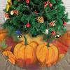 Fall Maple Pumpkins Christmas Tree Skirts, 30" Thanksgiving Xmas Trees Skirts Tree Cloth Mats for All Season Decorations for Party Home Outdoor view 3
