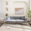 RUNNA Minimalist Velvet Loveseat Sofa Couch with Metal Legs and Two Pillows,for Living Room Bedroom Home Office Apartment (Gray@Pillows/) view 1