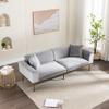 RUNNA Minimalist Velvet Loveseat Sofa Couch with Metal Legs and Two Pillows,for Living Room Bedroom Home Office Apartment (Gray@Pillows/) view 2