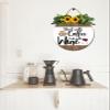 Sokomurg Coffee Bar Sign Start with Coffee End Wine Sign 11" Rustic Farmhouse Round Wooden Wreath Decor for Coffee Lover Coffee Station Kitchen view 4