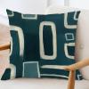 ArogGeld Cream Abstract Geometric Lines Farmhouse Throw Pillow Teal Dark Green Geometric Stripes White Linen Sofa Cushion Cover Home Decor Pillow Sham for Sofa Couch Car Chair 24x24in view 3