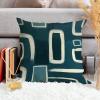 ArogGeld Cream Abstract Geometric Lines Farmhouse Throw Pillow Teal Dark Green Geometric Stripes White Linen Sofa Cushion Cover Home Decor Pillow Sham for Sofa Couch Car Chair 24x24in view 4