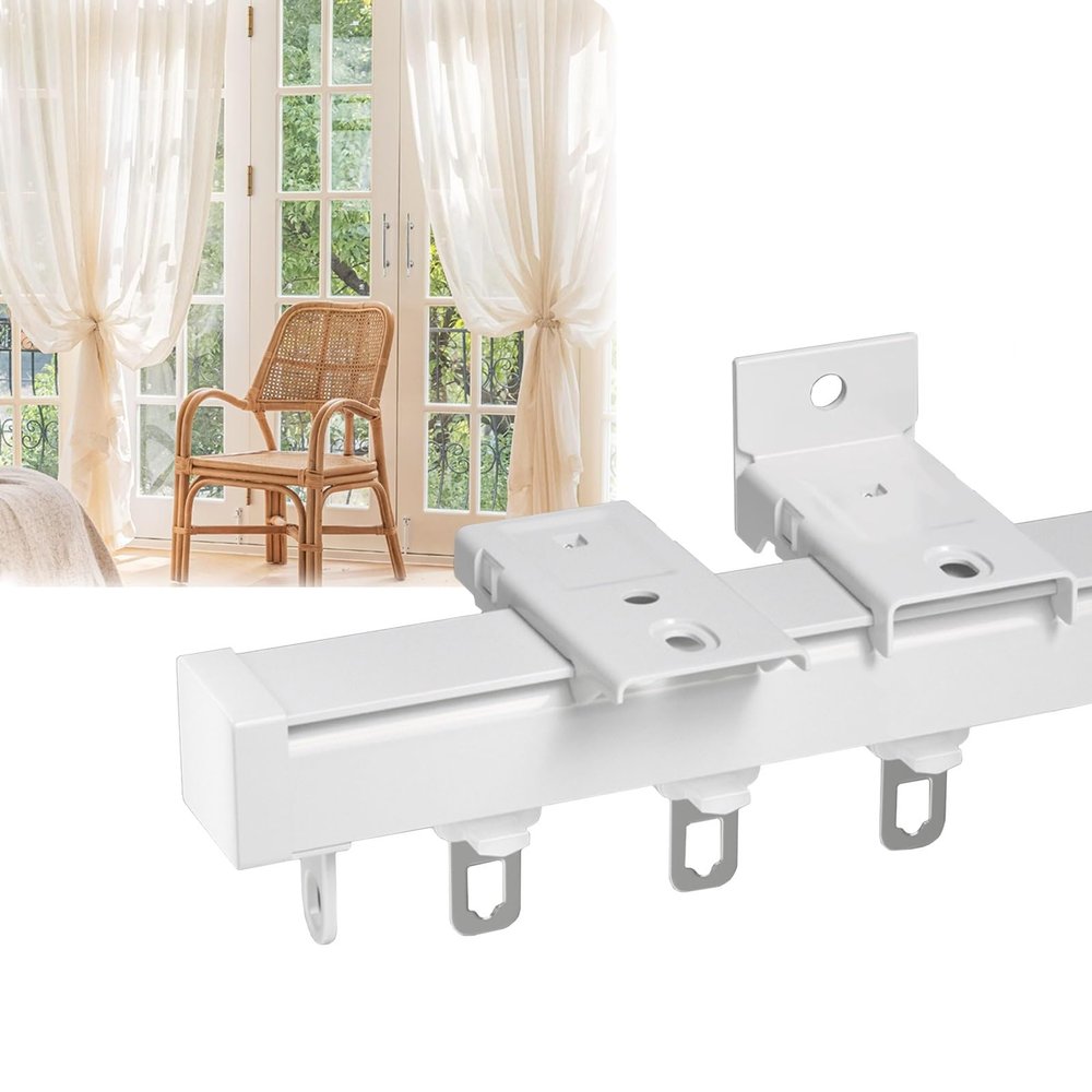 LIYI929GP Room Divider Shower Curtain Straight Single Track Easy to Install, Ceiling/Wall Mount Curtain Track, Curtain Rod Hardware Included, 2-20ft Heavy-Duty Aluminum Curtain Rail Roller System Set