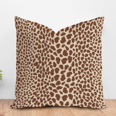 ArogGeld Brown On Neutral Cheetah Cushion Covers Leopard Print Cow Animal Spots Cream Brown Square Throw Pillows Farmhouse Decor Throw Pillowcase for Living Room Bedroom 16x16in White Linen